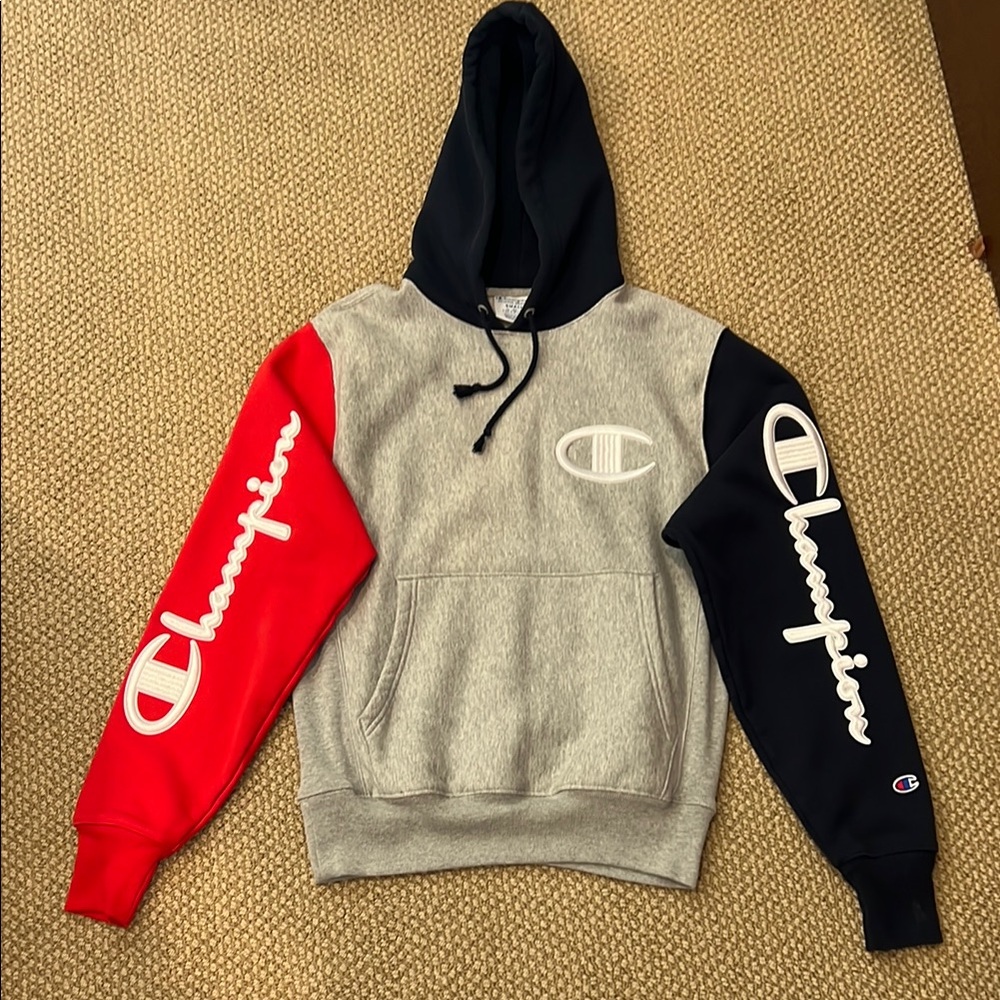 Champion Gray and Red Sweatshirt Hoodie